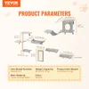 A diagram showing the product parameters of a cat tree with various components and dimensions. Náhled obrázku produktu