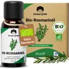 A bottle of rosemary oil and its packaging are displayed, along with a sprig of rosemary. Produktbild-Vorschau