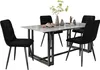 A dining set with a marble-top table and four black chairs, set against a white background. Náhled obrázku produktu