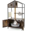 A multi-level cat tree with a cabinet base, scratching post, and resting platforms, featuring two cats. Podgląd zdjęcia produktu