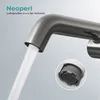 A close-up of a faucet with water flowing out, and a magnified view of the aerator. Podgląd zdjęcia produktu