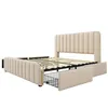 Modernes Polsterbett , Beige Leinen mit USB Typ-C Produktbild-Vorschau 30