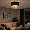 LED Deckenleuchte, Textil, Glas Kristalle H 33 cm Produktbild-Vorschau 2