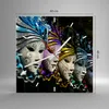 Wanduhr - Quadrat - Glasuhr - Abstrakt Maske Feder Festival Produktbild-Vorschau 3