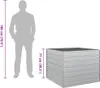 A silhouette of a person standing next to a raised garden bed, with dimensions indicated. Produktbild-Vorschau