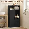 HOMCOM Mobile Bagno Slim con Cassetti, Scomparti Aperti, Anteprima dell’immagine prodotto 6