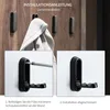 Installation instructions for wall hooks, showing a towel hanging on hooks and a close-up of the installation process. Produktbild-Vorschau