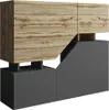 A modern sideboard with a wood-effect top and anthracite base, presented against a white background. Produktbild-Vorschau