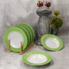 6er Set Variant Grün Suppenteller bunt tiefe Teller Pasta Produktbild-Vorschau 2