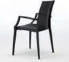 A black outdoor chair is shown from a rear-side angle against a white background. Produktbild-Vorschau