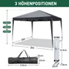 Diagram showing dimensions and height adjustment options for a pop-up gazebo. Produktbild-Vorschau