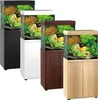 Four aquariums with stands in different colors, arranged in a row. Podgląd zdjęcia produktu