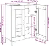 A technical drawing of a sideboard with dimensions shown. Podgląd zdjęcia produktu