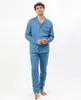 Klassischer gestreifter langer Pyjama für Herren (Blau) Produktbild-Vorschau 2