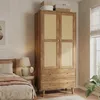 Kledingkast met rattanlook, 80x50x180 cm, gemaakt van MDF Productafbeelding-voorbeeld 8