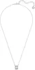 A close-up studio shot of a silver necklace with a square pendant. Produktbild-Vorschau