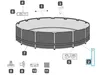 An exploded diagram showing the parts of a round swimming pool. Produktbild-Vorschau