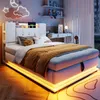 Letto imbottito 90 x 200 cm con illuminazione LED, porta Anteprima dell’immagine prodotto 3