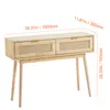 VEVOR Table console en rotin avec 2 tiroirs, table d'entrée Voir les images du produit 8