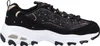 A single black Skechers sneaker with rose gold accents and a white sole is shown against a white background. Voir les images du produit