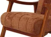 A close-up view of the seat cushion and wooden armrest of a chair. Podgląd zdjęcia produktu