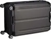 A dark gray suitcase is shown from a low angle, resting on its wheels. Produktbild-Vorschau