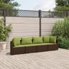4-tlg. Garten-Sofagarnitur mit Kissen Braun Poly Rattan Produktbild-Vorschau 2