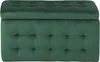 A green velvet ottoman with tufted detailing. Produktbild-Vorschau