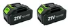 Two black and green 21V batteries are shown against a white background. Produktbild-Vorschau