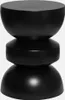 A black, hourglass-shaped side table is shown against a white background. Produktbild-Vorschau