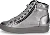 A side view of a silver high-top sneaker with a zipper. Anteprima dell’immagine prodotto