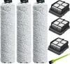 A set of cleaning accessories for a Tineco iFloor 3/Floor One S3 vacuum cleaner, including three brush rolls and three HEPA filters, along with a small green cleaning brush. Produktbild-Vorschau