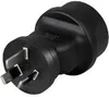 A black electrical adapter is shown against a white background. Produktbild-Vorschau