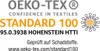 OEKO-TEX STANDARD 100 certification logo with text. Produktbild-Vorschau