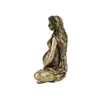 A side view of a small statue of a pregnant woman adorned with leaves and vines, kneeling in a lotus position. Produktbild-Vorschau