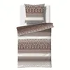 A neatly folded duvet and pillow set with a striped and ornamental pattern. Produktbild-Vorschau
