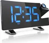 A digital projection alarm clock with a blue LED display. Produktbild-Vorschau