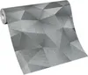 A roll of wallpaper with a geometric pattern is shown diagonally on a white background. Produktbild-Vorschau