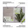 A product image featuring a sprig of rosemary and packaging with information about the herb. Produktbild-Vorschau