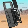 An exploded view of a black smartphone case with various components labeled. Produktbild-Vorschau