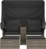 vidaXL Gartensofa 2-Sitzer mit Dach und Hockern Grau Poly Produktbild-Vorschau 3