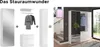 A collage showing the components of a wardrobe system and a lifestyle shot of the assembled wardrobe in a hallway. Produktbild-Vorschau