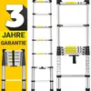 A product image showing a telescopic ladder in various states of extension, with promotional text and graphics on a yellow and white background. Produktbild-Vorschau