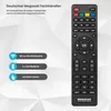 A remote control is shown next to descriptive text and icons. Produktbild-Vorschau