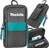 A collage of images showing a Makita smartphone belt pouch from different angles, including a close-up of its interior. Podgląd zdjęcia produktu