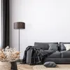 A living room scene with a sofa, floor lamp, and decorative basket with dried flowers. Produktbild-Vorschau