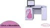A white children's desk with a computer, keyboard, and drawers decorated with princess and star motifs. Produktbild-Vorschau