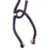 A close-up of a purple and pink braided cord with silver metal tips, forming a loop with a silver ring. Produktbild-Vorschau