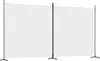 A white fabric screen divided into two panels, supported by black metal stands. Náhled obrázku produktu
