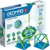 The image shows the packaging of a GEOMAG CLASSIC PANELS GREEN Line 52T magnetic construction toy set. The packaging displays the product name, brand logo, age range, piece count, and a description of its features. Several examples of structures built with Náhled obrázku produktu